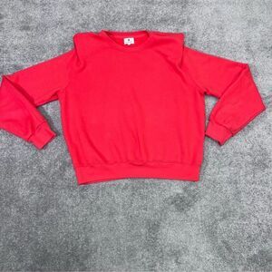 Sundry Women’s Red Orange Shoulder Pads Crewneck Sweatshirt Pullover Size 2
